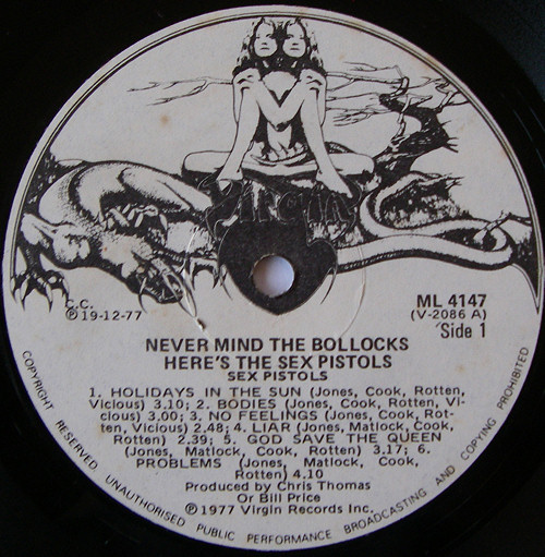 Never Mind The Bollocks, Here's The Sex Pistols (Virgin ML 4147)