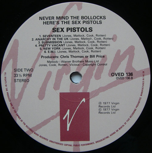 Never Mind The Bollocks UK Tenth Pressing