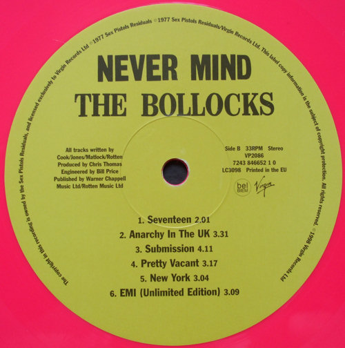 Never Mind The Bollocks UK Tenth Pressing