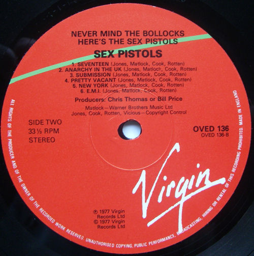 Never Mind The Bollocks UK eighth Pressing