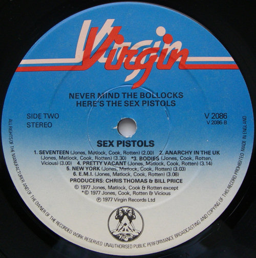 Never Mind The Bollocks, Here's The Sex Pistols (Virgin V2086) (SPOT 001)