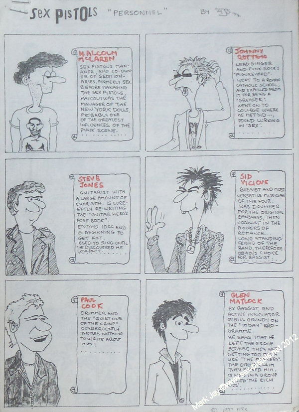Sex Pistols Personnel by MARK JAY editor of SKUM FANZINE