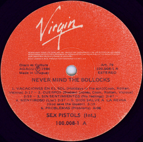 Never Mind The Bollocks, Here's The Sex Pistols (Virgin 100.008-1)