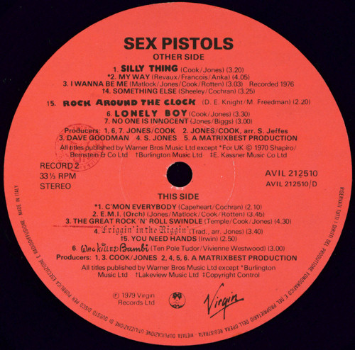 The Great Rock 'N' Roll Swindle (Virgin AVIL 212510)
