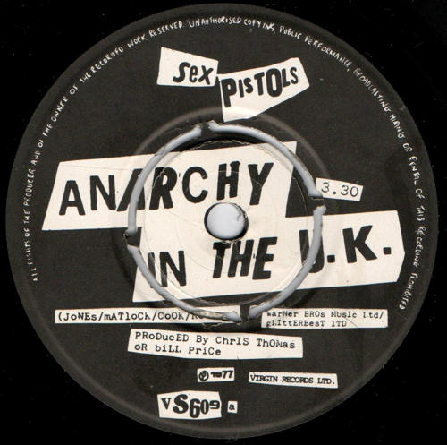 Anarchy In The UK / No Fun (Virgin VS609) Rare "press-out" centre