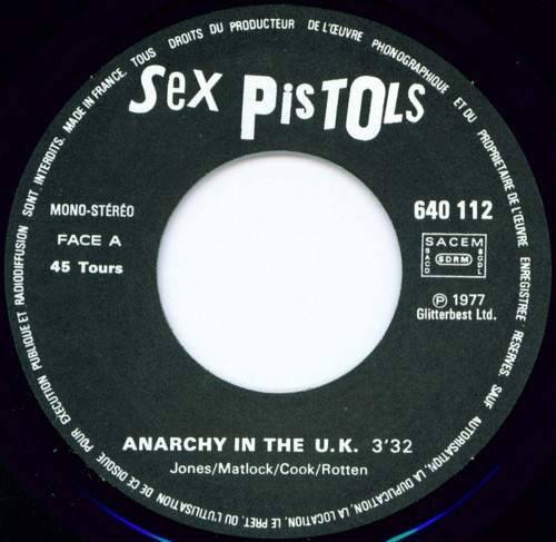 Anarchy In The U.K. / I Wanna Be Me (Barclay 640 112) EA Code