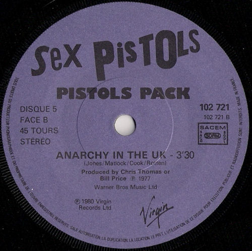 (I'm Not Your) Stepping Stone / Anarchy In The U.K. (Virgin 102 721)