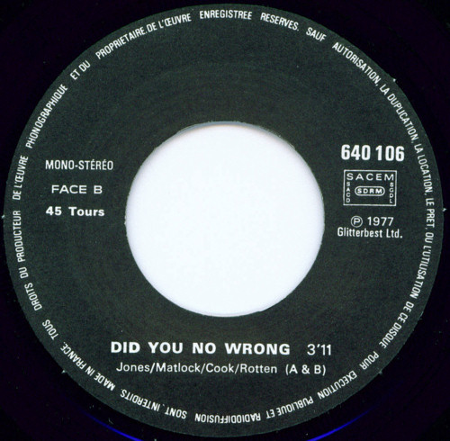 God Save The Queen / Did You No Wrong (Barclay 640 106) BA 105 Code