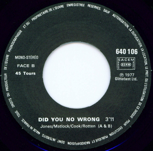 God Save The Queen / Did You No Wrong (Barclay 640 106) EA Code
