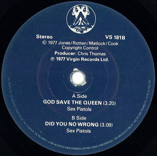 God Save The Queen / Did You No Wrong (Virgin VS 181)