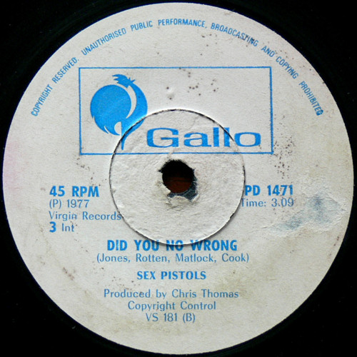 God Save The Queen / Did You No Wrong (Gallo / Virgin PD 1471)