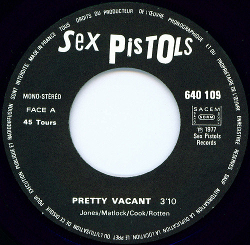 Pretty Vacant / No Fun (Barclay 640 109) BA-105 Code