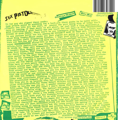 Pretty Vacant Country & Western Live '08 / Pretty Vacant Mono Mix 1977