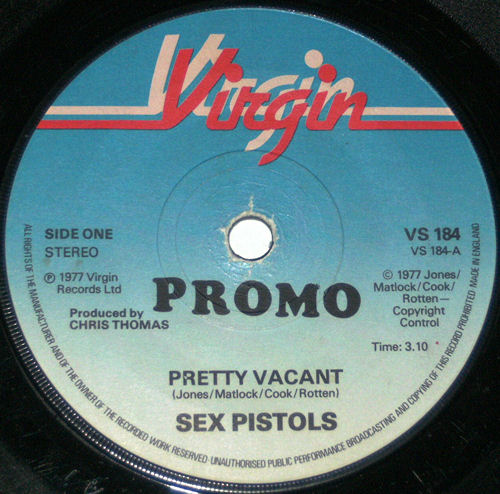 Pretty Vacant United Kingdom 7" Promo Stamped Label