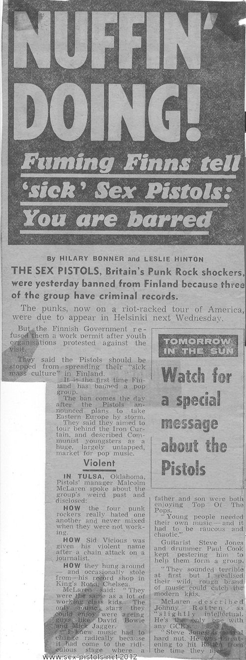 BANNED FROM FINLAND JANUARY 1978