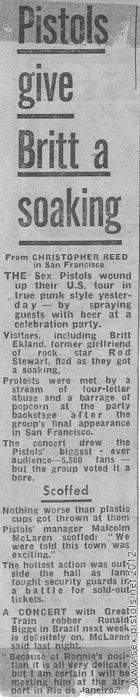 BRITT EKLAND GETS A WINTERLAND SOAKING JANUARY 1978