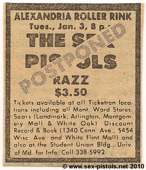 TUESDAY 3rd JANUARY 78 - ALEXANDRIA ROLLER RINK, VIRGINIA