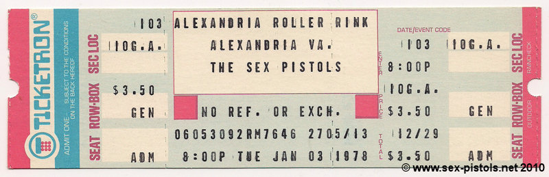 TUESDAY 3rd JANUARY 78 - ALEXANDRIA ROLLER RINK, VIRGINIA