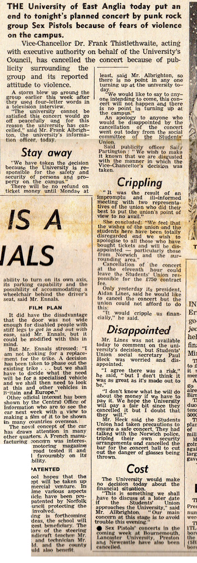 God Save The Sex Pistols Bill Grundy Aftermath Eastern Evening News Rd December Press