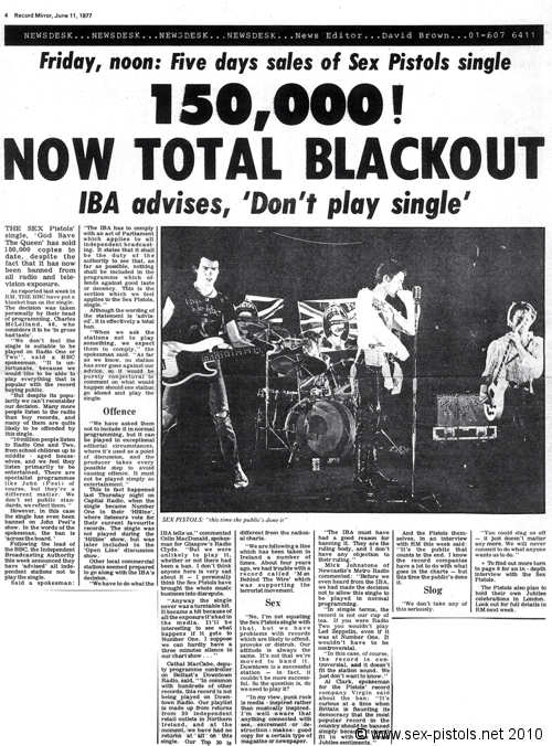 God Save The Sex Pistols God Save The Queen Press Cuttings Page Three