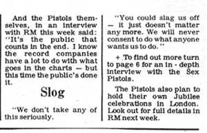 God Save The Sex Pistols God Save The Queen Press Cuttings Page Three