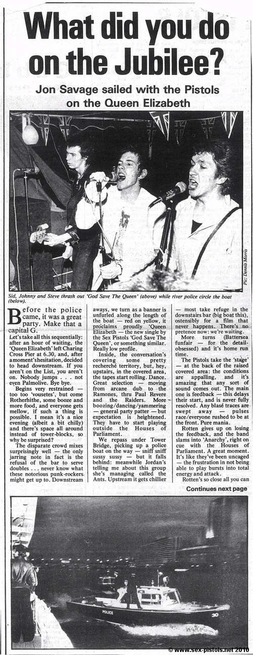 Jubliee Boat Trip 7th June 1977 Press Cutting