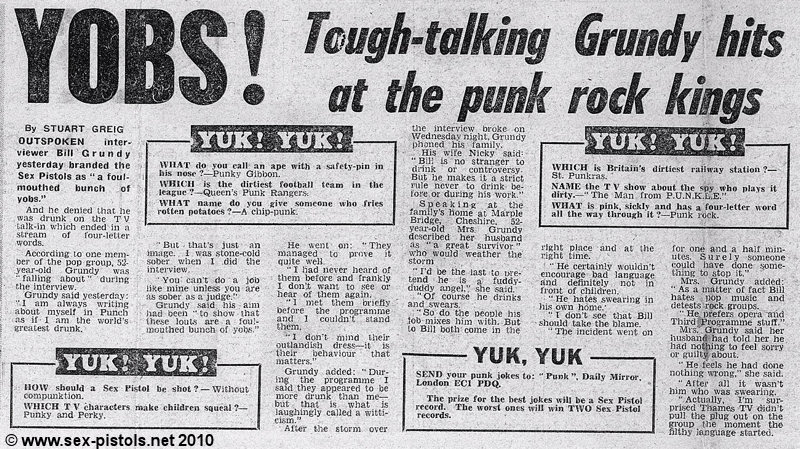 Daily Mirror. 3rd December 1976. Inside spread.