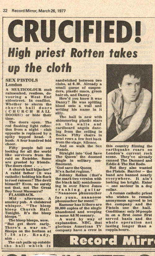 Notre Dame Hall 21st March 77 Press Cutting