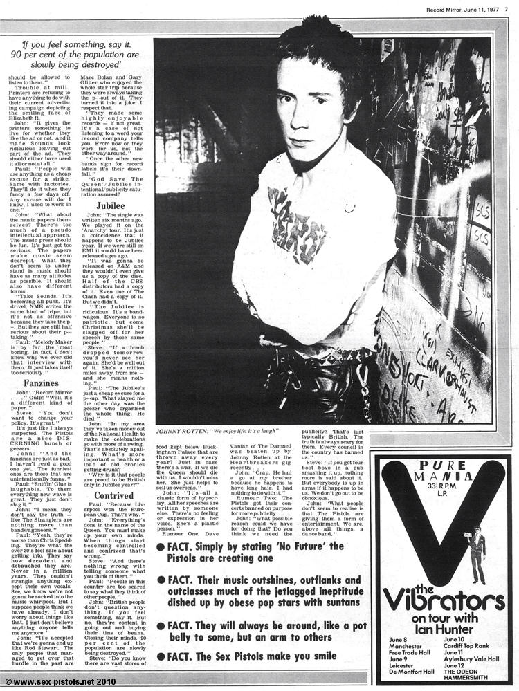 God Save The Sex Pistols - Barry Cain Interview June 1977 Page Two