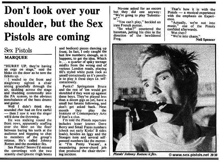 Marquee Club  Press Cutting 12th February 1976