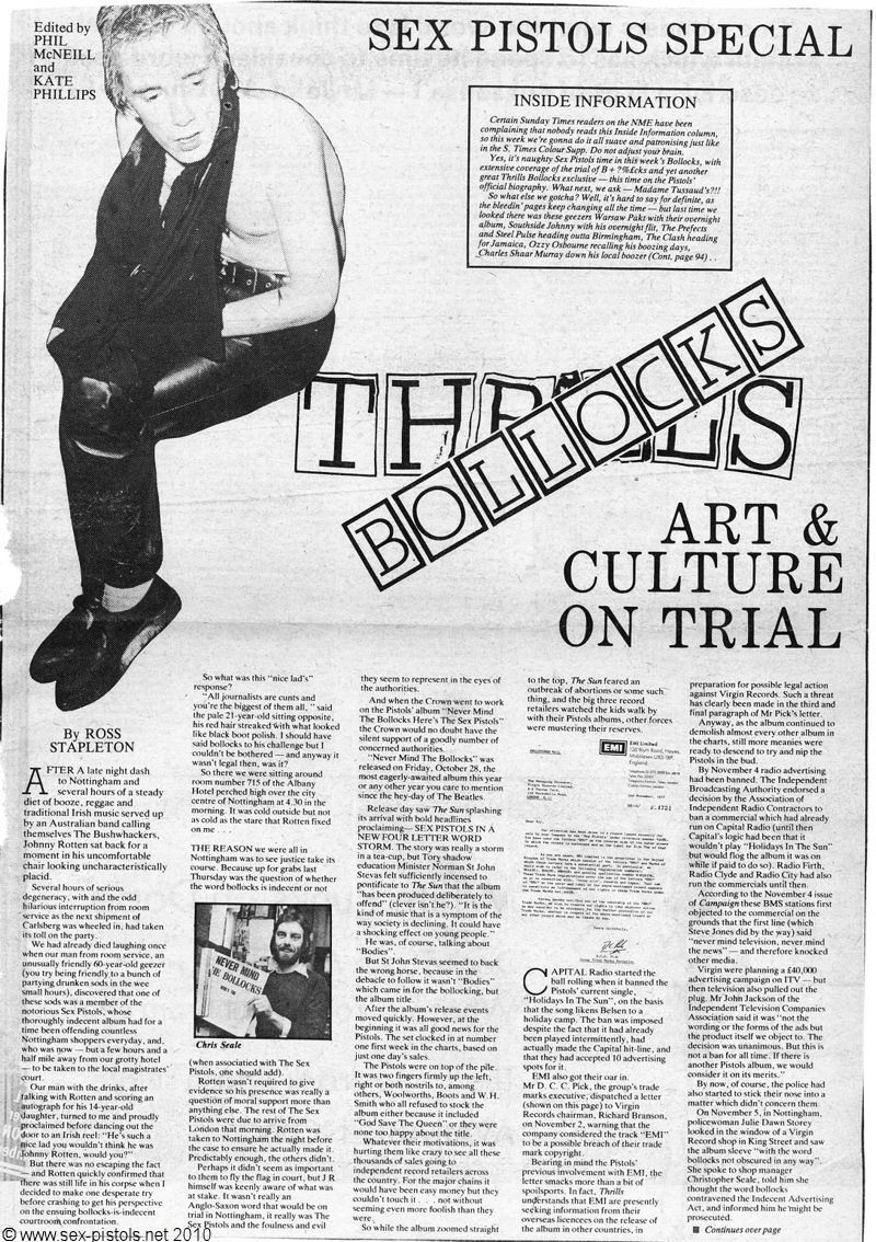 NEVER MIND THE BOLLOCKS THE TRIAL 24th NOVEMBER 1977