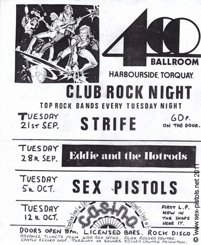 God Save The Sex Pistols 400 Ballroom Torquay Poster For Cancelled Show