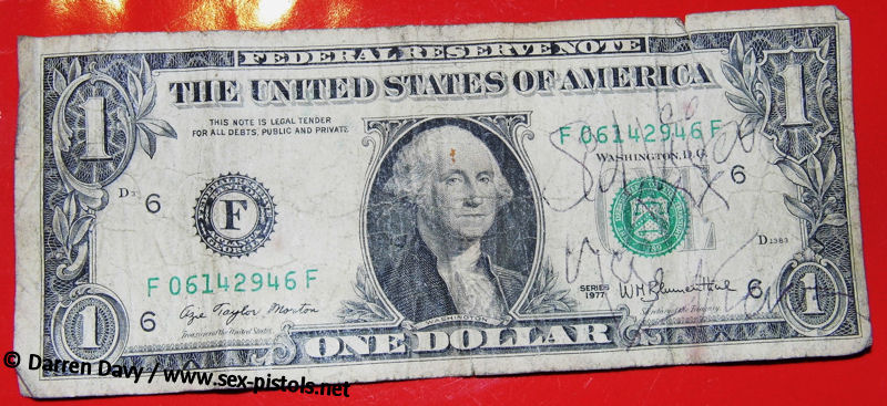 Sid Vicious Nancy Dollar Bill 1978