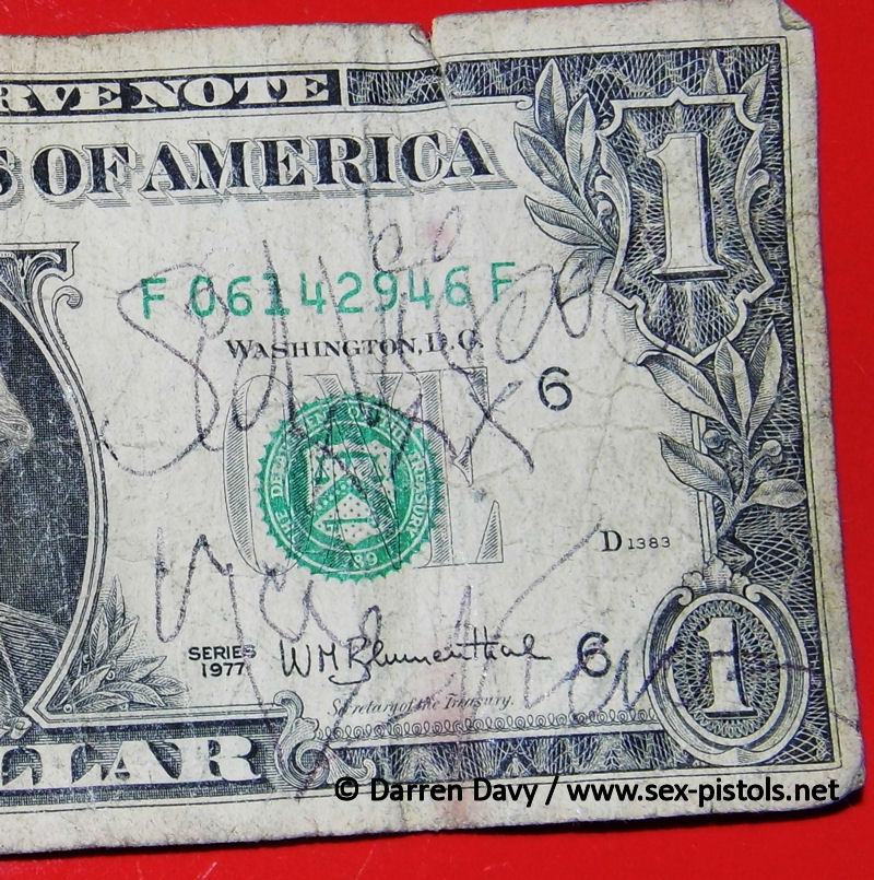 Sid Vicious Nancy Dollar Bill 1978